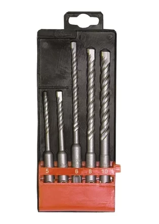 Набор буров по бетону 5-6х110 6-8-10х160 мм 5 шт в пластиковой коробке SDS PLUS MATRIX 71095 купить в Ноябрьске