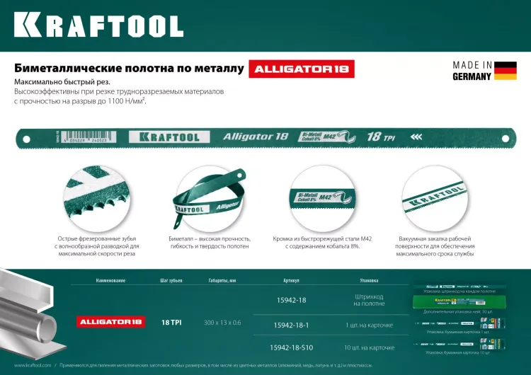 Полотна по металлу Alligator 15942-18 купить в Ноябрьске