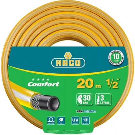 Шланг RACO &quot;COMFORT&quot; поливочный, 30атм., армированный, 3-х слойный, 1/2&quot;х20м 40303-1/2-20 купить в Ноябрьске