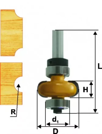 Фреза кромочная галтельная Ф254Х95 мм R48 мм хвостовик 8 мм 46391 купить в Ноябрьске