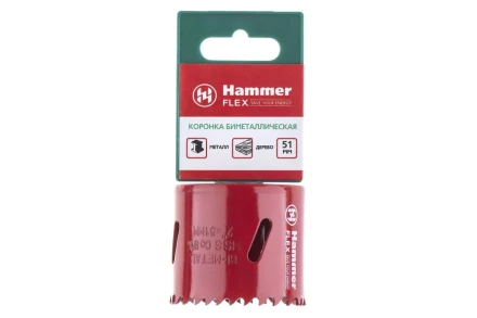Коронка биметаллическая HAMMER Ф51х38мм 5/8&quot; BiMETALL (224-010) купить в Ноябрьске