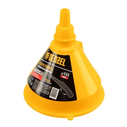 Воронка пластиковая 135 мм с металлическим ситом, гибким наконечником и непроливайкой Denzel 537210 купить в Ноябрьске