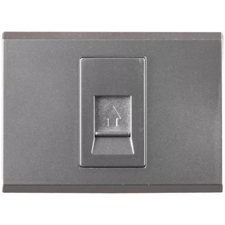 Розетка СВЕТОЗАР &quot;ЭФФЕКТ&quot; телефонная, одинарная, без вставки и рамки, цвет светло-серый металлик SV-54417-SM купить в Ноябрьске