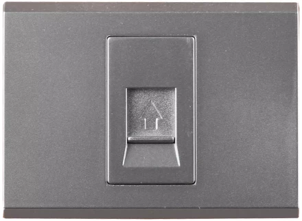 Розетка СВЕТОЗАР &quot;ЭФФЕКТ&quot; телефонная, одинарная, без вставки и рамки, цвет светло-серый металлик SV-54417-SM купить в Ноябрьске