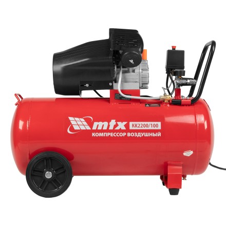 Компрессор воздушный MTX КК-2200/100, 2,2 кВт, 350 л/мин, 100 л, прямой привод, масляный купить в Ноябрьске