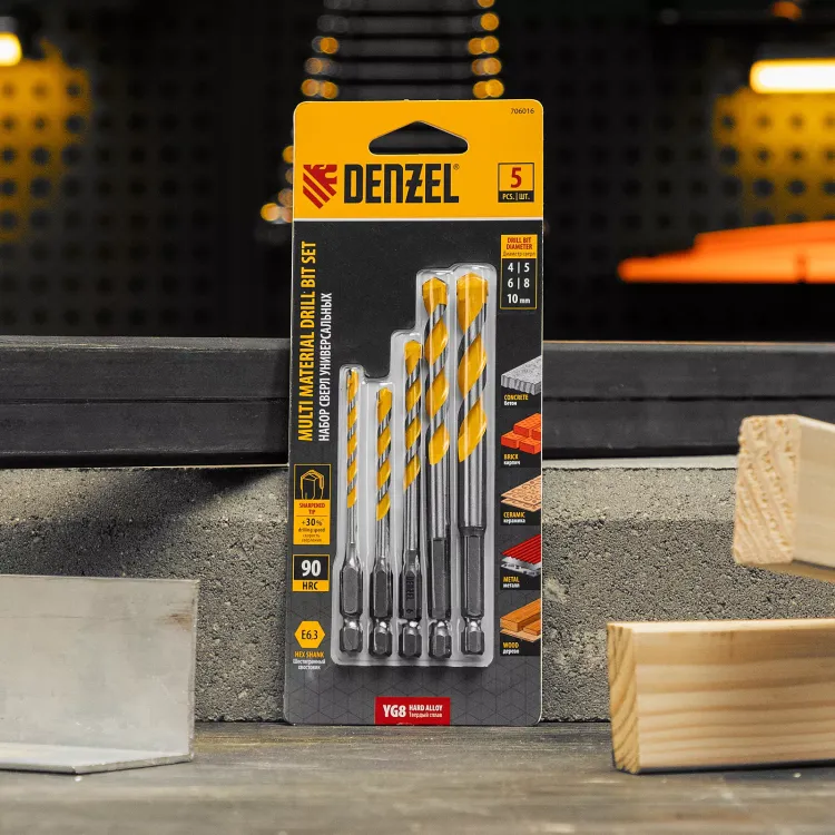Набор сверл универсальных, Multi cut, 4-10 мм, 5 шт Denzel 706016 купить в Ноябрьске
