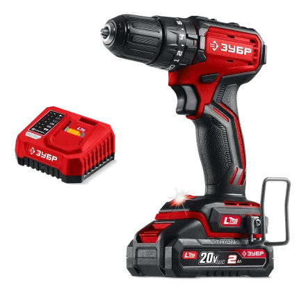 ЗУБР 20 В, 45 Нм, 1 АКБ LMS (2 Ач), бесщеточная ударная дрель-шуруповерт (ДБУ-45-21) купить в Ноябрьске