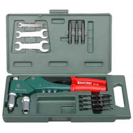 Заклепочник поворотный 0-360°, KRAFTOOL &quot;RX-33&quot; 31178, резьбовые М3, М4, М5, М6, вытяжные d=2,4-4,8 мм, штифты М4, М5, М6 из Al, стали, нерж стали 31178 купить в Ноябрьске