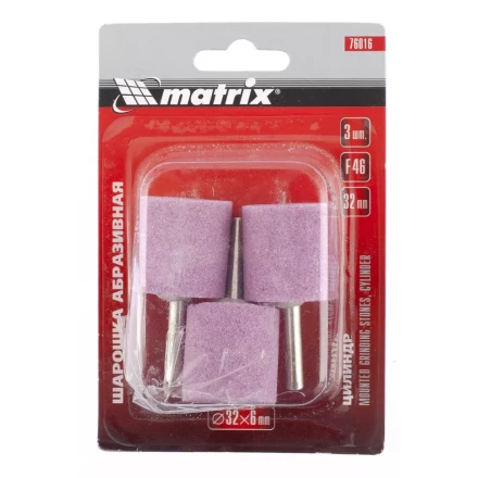 Шарошка абразивная цилиндр 32x32x6 F46 3 штук MATRIX 76016 купить в Ноябрьске