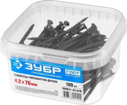 Саморезы фосфатированные с крупной резьбой, гипсокартон-дерево, ЗУБР 300031-42-076, PH2, 4,2 x 76 мм, 100 шт 300031-42-076 купить в Ноябрьске