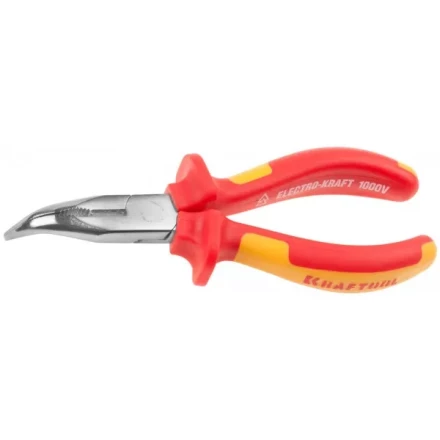 Тонкогубцы &quot;ELECTRO-KRAFT&quot; изогнутые, Cr-Mo сталь, двухкомпонентная маслобензостойкая рукоятка, хромированное покрытие, 160мм, KRAFTOOL 2202-4-16 2202-4-16_z01 купить в Ноябрьске
