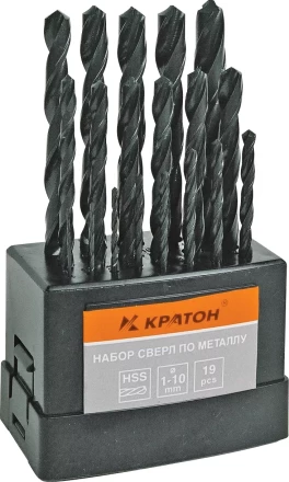 Набор сверл по мет 1,0-10,0 мм 19 шт Кратон 1 05 01 006 купить в Ноябрьске