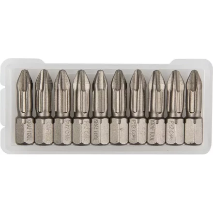 Биты &quot;ЕХPERT&quot; торсионные кованые, обточенные, KRAFTOOL 26121-2-25-10, Cr-Mo сталь, тип хвостовика C 1/4&quot;, PH2, 25мм, 10шт 26121-2-25-10 купить в Ноябрьске