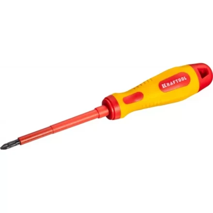Отвертка KRAFTOOL, высоковольтная, Cr-Mo-V стержень, двухкомпонент. маслобензостойкая рукоятка, PH №2, 100мм 250084-2-100 купить в Ноябрьске