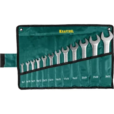Набор рожковых гаечных ключей 12 шт, 6 - 32 мм, KRAFTOOL 27033-H12 купить в Ноябрьске
