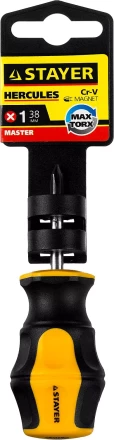 Отвертка STAYER &quot;MASTER&quot; &quot;HERCULES&quot;, Сr-V, противоскользящая рукоятка, PH1x38мм 25052-38-1_z02 купить в Ноябрьске