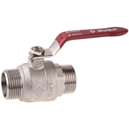 Кран ЗУБР шаровой 3/4&quot; полнопроходной &quot;папа-папа&quot;, ручка, никелированная латунь 51352-N-3/4 купить в Ноябрьске