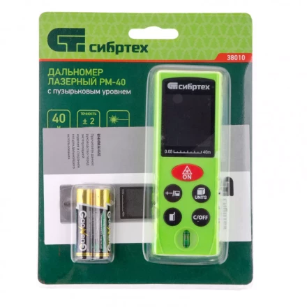 Лазерный дальномер Сибртех PM-40 с пузырьковым уровнем 38010 купить в Ноябрьске