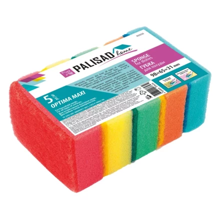 Губки для посуды Optima MAXI, 98 x 65 x 31 мм, 5 шт., Home Palisad 923535 купить в Ноябрьске