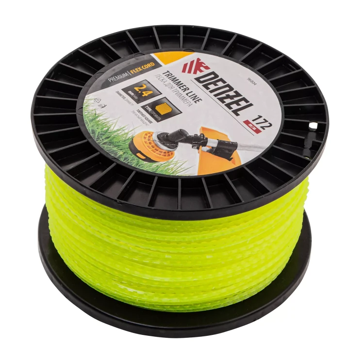 Леска для триммера зубчатый квадрат, 2,4мм х 172м, на DIN катушке FLEX CORD// Denzel 96804 купить в Ноябрьске