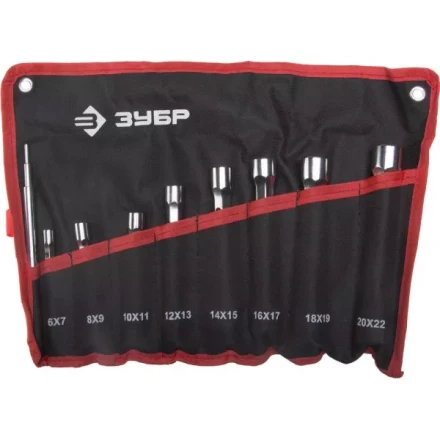 Набор ЗУБР &quot;МАСТЕР&quot;: Ключи торцовые, двухсторонние, усиленные, шестигранный профиль, 6-22мм, с воротком, 9 шт 27190-H9 купить в Ноябрьске
