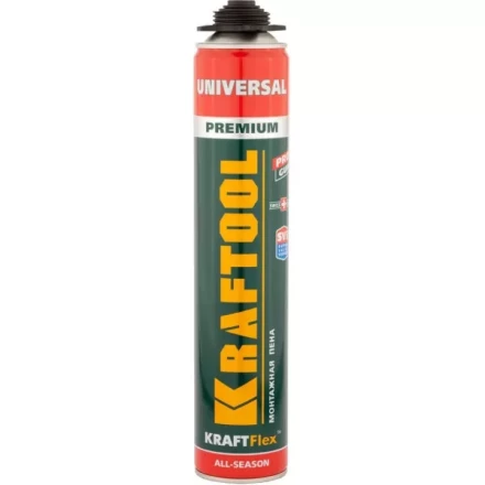 Пена &quot;PREMIUM&quot; профессиональная, монтажная, пистолетная, всесезонная, 750мл, KRAFTOOL 41182_z01 купить в Ноябрьске