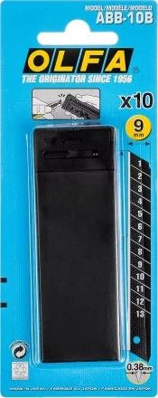 Лезвие OLFA сегментированные BLACK MAX, 9х80х0,38мм, 13 сегментов, 10шт OL-ABB-10B купить в Ноябрьске