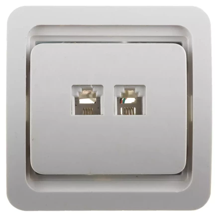 Розетка СВЕТОЗАР &quot;ГАММА&quot; телефонная двойная, цвет белый SV-54118-W купить в Ноябрьске