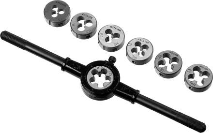 Набор плашек STAYER &quot;MASTER&quot;, плашкодержатель 1шт, плашки 7шт, 8 предметов 28015-H8_z01 купить в Ноябрьске