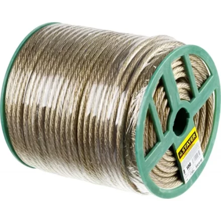 Трос стальной в полимерной оболочке, d=8,0 мм, L=100 м, STAYER Master 30410-80 30410-80 купить в Ноябрьске