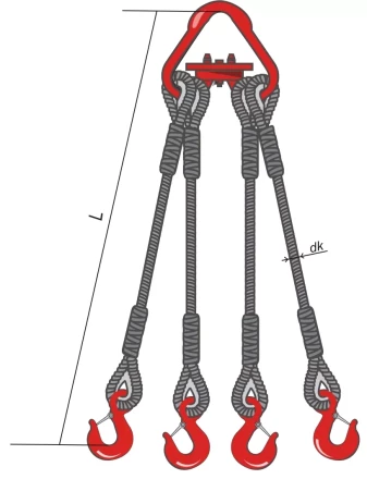 Строп канатный четырехветвевой 4СК 16 т L=4 м кч Гост заплет на станке купить в Ноябрьске