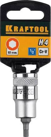 Торцовая бита-головка KRAFTOOL &quot;INDUSTRIE QUALITAT&quot;, материал S2, HEX, сатинированная, 1/2&quot;, H4 27908-04_z01 купить в Ноябрьске