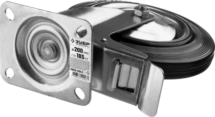 ЗУБР d 200 мм, г/п 185 кг, игольчатый подшипник, резина/металл, поворотное колесо c тормозом, Профессионал (30936-200-B) купить в Ноябрьске