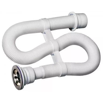 Сифон ЗУБР &quot;МАСТЕР&quot; гофрированный для моек и раковин, выпуск - нержавеющая чашка, 0,9м 51883-09 купить в Ноябрьске