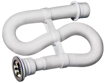 Сифон ЗУБР &quot;МАСТЕР&quot; гофрированный для моек и раковин, выпуск - нержавеющая чашка, 0,9м 51883-09 купить в Ноябрьске