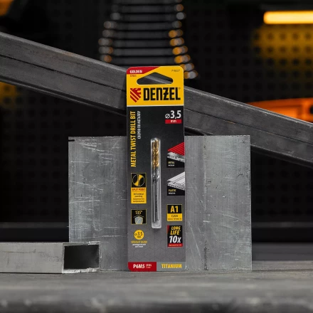 Сверло спиральное по металлу 3,5 x 70 мм, Р6М5, Golden Tip , 2шт. Denzel 718227 купить в Ноябрьске