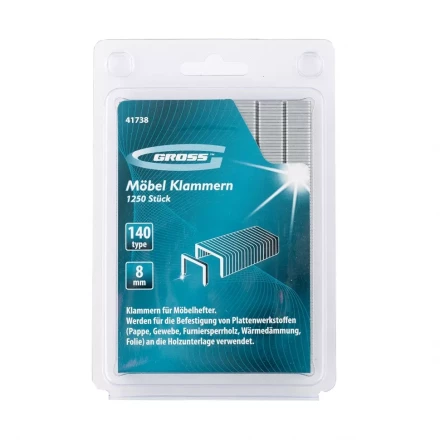 Скобы 8 мм для мебельного степлера усиленные тип 140 1250 шт GROSS 41738 купить в Ноябрьске
