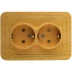 Розетка СВЕТОЗАР &quot;ГАММА&quot; с заземлением, двойная, цвет ольха, 16А/~250В SV-54107-A купить в Ноябрьске