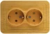 Розетка СВЕТОЗАР &quot;ГАММА&quot; с заземлением, двойная, цвет ольха, 16А/~250В SV-54107-A купить в Ноябрьске
