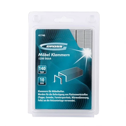 Скобы 10 мм для мебельного степлера усиленные тип 140 1250 шт GROSS 41740 купить в Ноябрьске