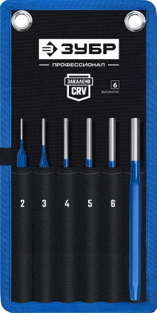 ЗУБР 6 предметов, набор шестигранных выколоток в чехле, Профессионал (21070-H6) купить в Ноябрьске