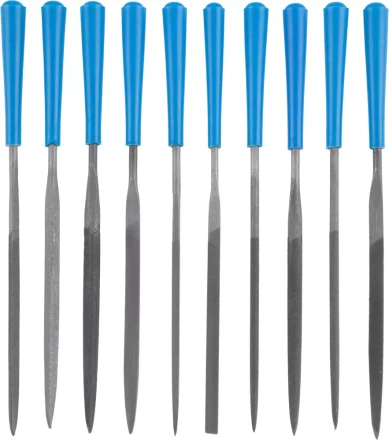 Набор ЗУБР &quot;ЭКСПЕРТ&quot;: Надфили, пластмассовая ручка, насечка 2 = Бархатная, с чехлом, 100мм, 10шт 16023-2-H10 купить в Ноябрьске