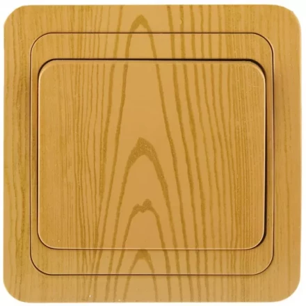 Выключатель СВЕТОЗАР &quot;ГАММА&quot; одноклавишный, цвет ольха, 10A/~250B SV-54130-A купить в Ноябрьске