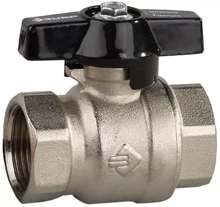 Кран шаровой ЗУБР полнопроходной &quot;мама-мама&quot;, бабочка, хромиров латунь, 1/2&quot; 4-51323-C-1/2 купить в Ноябрьске