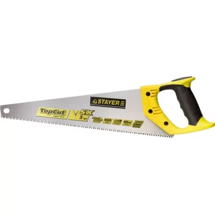 Ножовки по дереву (пила) STAYER TopCut 450 мм, 5 TPI, прямой крупный зуб 5 TPI: быстрый рез поперек волокон, для крупных и средних заготовок 1506-45_z01 купить в Ноябрьске