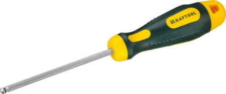 Отвертка KRAFTOOL, Cr-Mo-V сталь, двухкомпонентная противоскользящая рукоятка, HEX, №5x100мм 250075-5-100 купить в Ноябрьске