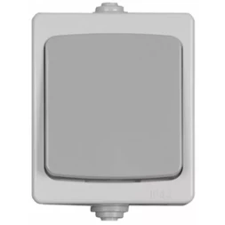 Выключатель СВЕТОЗАР "АВРОРА" одноклавишный, IP44, цвет серо-белый, 10А/~250В SV-54332-W