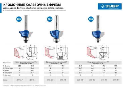 Фрезы кромочные калевочные №6 с подшипником 127мм серия ПРОФЕССИОНАЛ купить в Ноябрьске