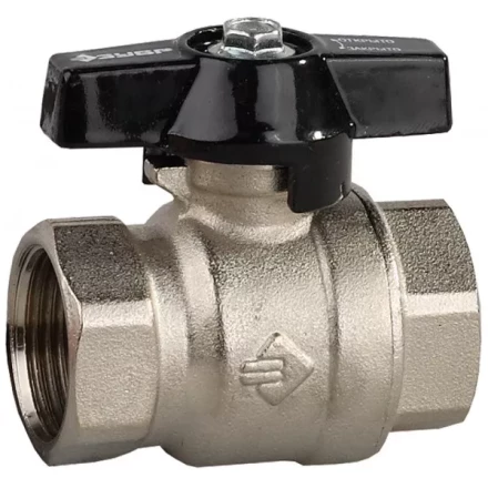 Кран шаровой ЗУБР полнопроходной &quot;мама-мама&quot;, бабочка, хромиров латунь, 3/4&quot; 4-51323-C-3/4 купить в Ноябрьске