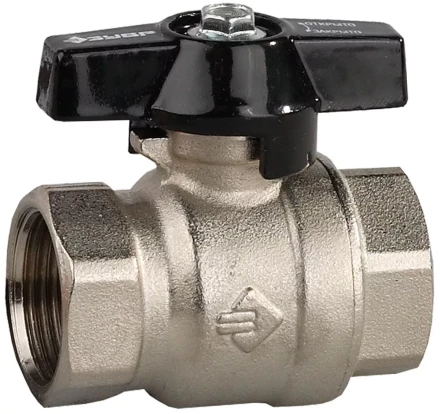 Кран шаровой ЗУБР полнопроходной &quot;мама-мама&quot;, бабочка, хромиров латунь, 3/4&quot; 4-51323-C-3/4 купить в Ноябрьске